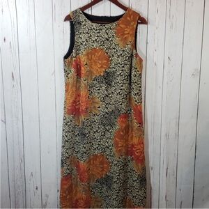 14 LARGE ELEGANT FLORAL PRINT CHIFFON MAXI DRESS